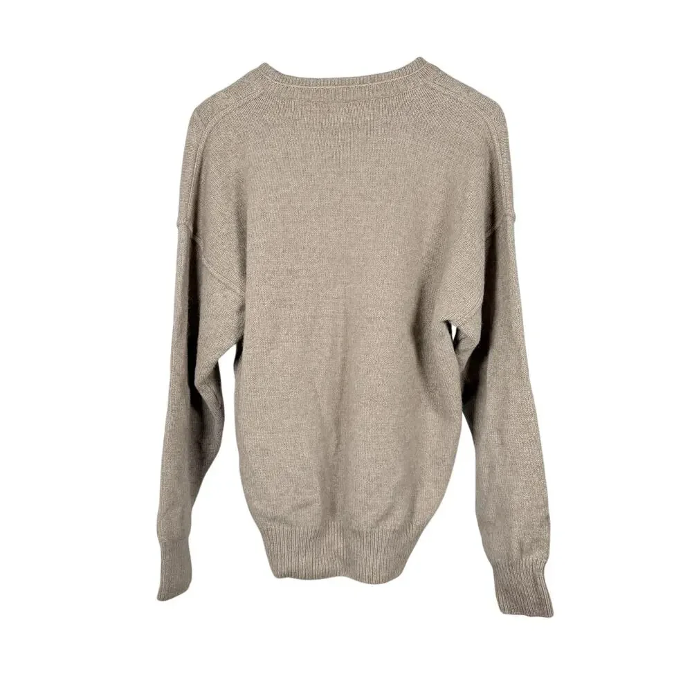 Karaka Creek Sweater Mens M Beige Merino Wool Cable Knit Crew Neck Pullover